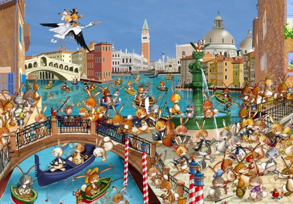 Puzzle François Ruyer : Les Lapins à Venise Grafika Kids