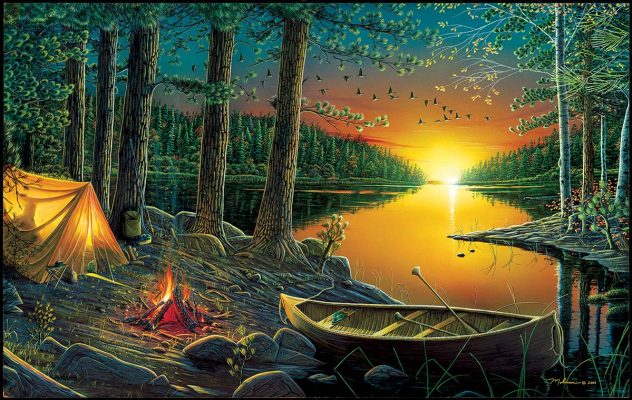 Puzzle Ervin Molnar - Evening by the Lake SunsOut