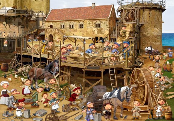 Puzzle François Ruyer : Construction au Moyen-Âge Grafika Kids