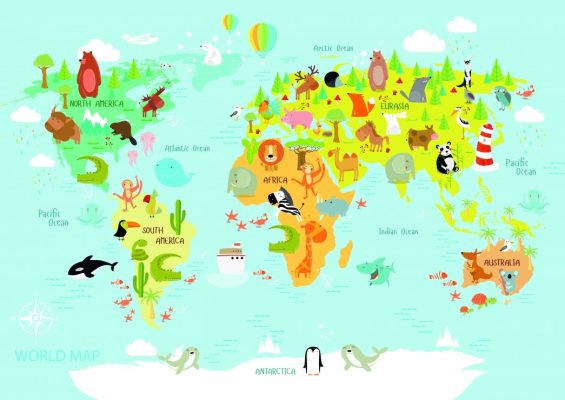 Puzzle World Map for Kids Bluebird Puzzle