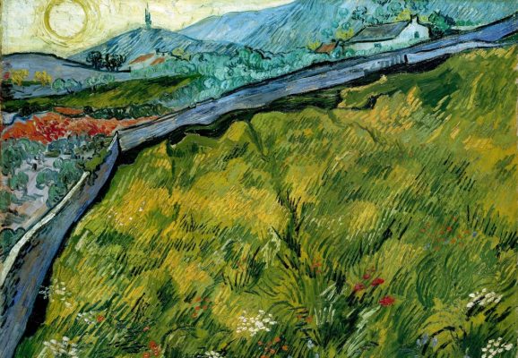 Puzzle Van Gogh - Enclosed wheat field with rising sun