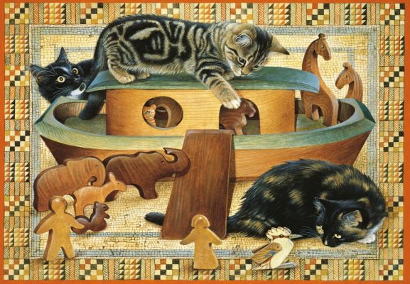 Puzzle Kittens playing in Noahs ark Grafika