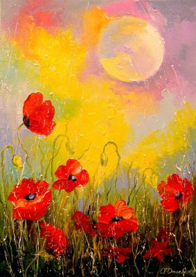 Puzzle Poppies in the Moonlight Enjoy Puzzle