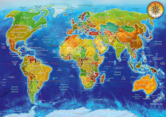 Puzzle World Geo-Political Map Bluebird Puzzle