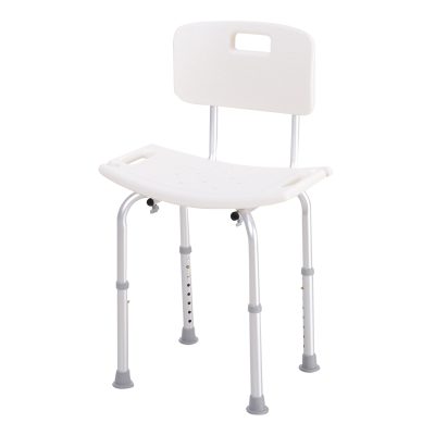 Homcom Chaise de douche siège de douche ergonomique hauteur réglable pieds antidérapants charge max. 136 Kg alu HDPE blanc  Aosom France