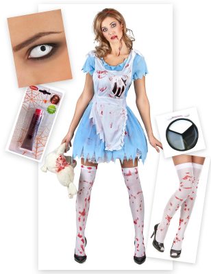 Pack déguisement Alice zombie femme Halloween