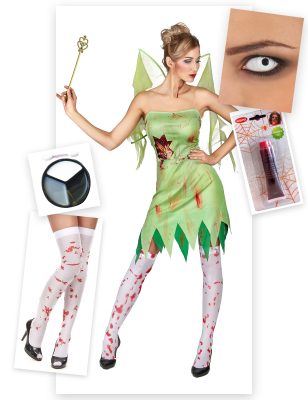 Pack déguisement fée verte ensanglantée femme Halloween