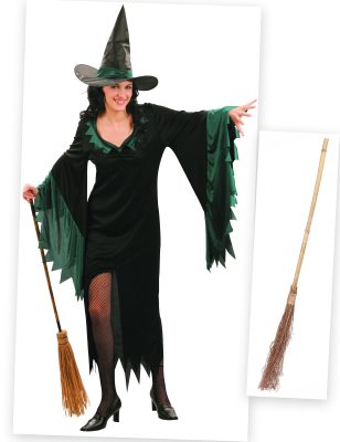 Pack déguisement sorcière femme avec balai Halloween