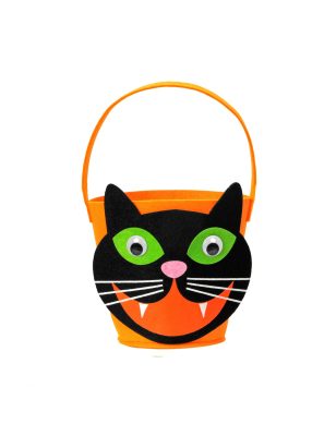 Panier tête de chat noir et orange
