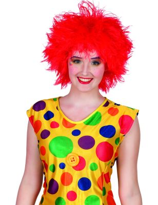 Perruque clown colorée rouge femme