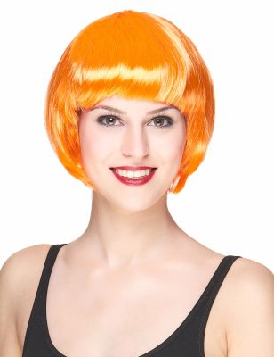 Perruque courte orange femme