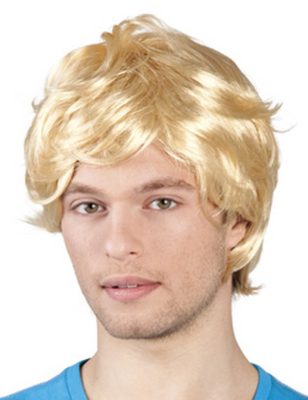 Perruque courte rétro blonde homme