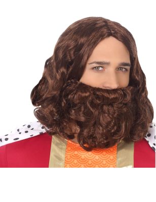 Perruque et barbe châtain Jesus adulte