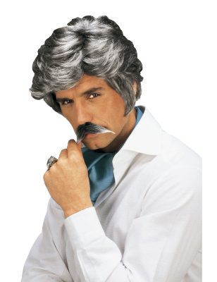 Perruque et moustache Casanova grise homme