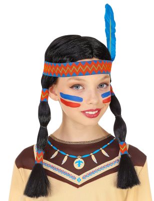 Perruque indienne avec bandeau et plume enfant