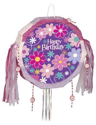 Piñata Happy Birthday fleurs 45 cm