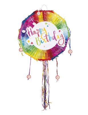 Piñata ronde multicolore Happy Birthday 40 cm