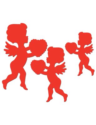 6 décorations rouges motif Cupidon