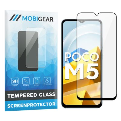 Mobigear Premium - POCO M5 Verre trempé Protection d'écran - Compatible Coque - Noir