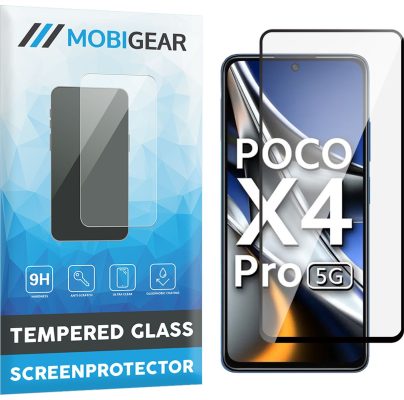 Mobigear Premium - POCO X4 Pro 5G Verre trempé Protection d'écran - Compatible Coque - Noir
