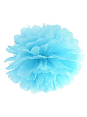 Pompon à suspendre en papier bleu ciel 25 cm