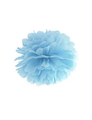 Pompon à suspendre en papier bleu 35 cm