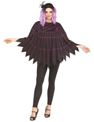Poncho toile d'araignée violet femme