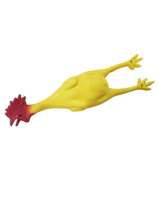Poulet en caoutchouc rouge et jaune