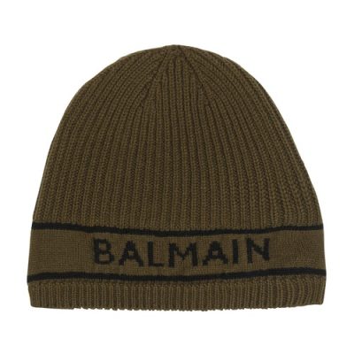 Bonnet en laine brodée avec logo Balmain
