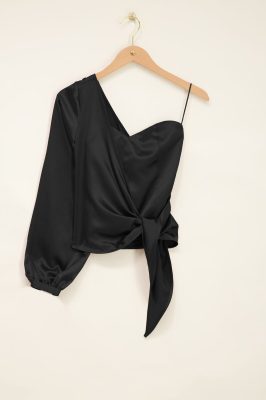 Top asymétrique corset noir satiné | My Jewellery