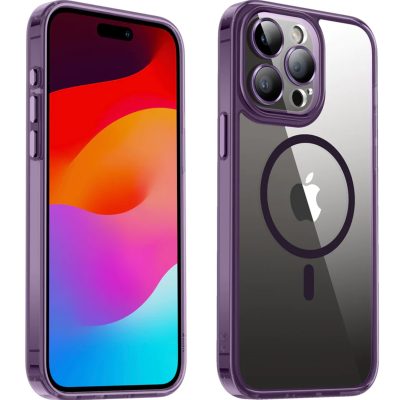 Valenta Trend - Coque Apple iPhone 15 Pro Coque Arrière Rigide Compatible MagSafe - Violet