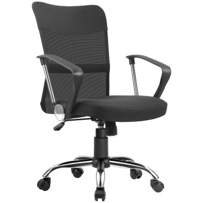 Vinsetto Fauteuil de bureau chaise de bureau réglable pivotant 360° fonction à bascule lin maille résille respirante noir   Aosom France