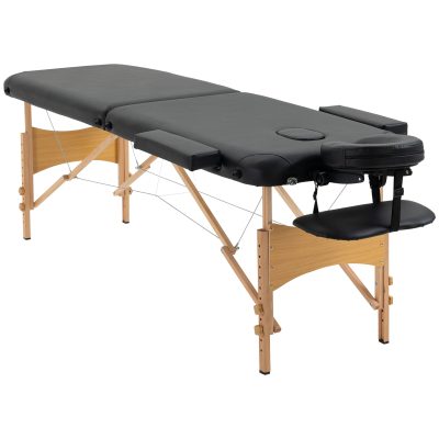 HOMCOM Lit/Table de Massage cosmetique Pliable en Bois 2 Zones (Black)
