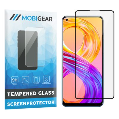 Mobigear Premium - Realme 8 Verre trempé Protection d'écran - Compatible Coque - Noir