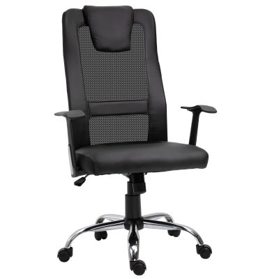 HOMCOM Fauteuil chaise de bureau ergonomique hauteur d'assise réglable chaise pivotante 360 ° 66 x 73 x 118 cm noir   Aosom France