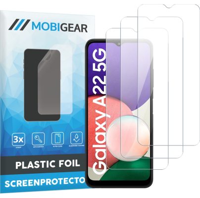 Mobigear - Samsung Galaxy A22 5G Protection d'écran Film - Compatible Coque (Lot de 3)