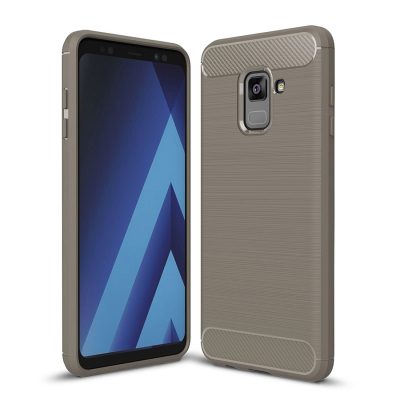Mobigear Brushed Slim - Coque Samsung Galaxy A8 (2018) Coque arrière en TPU Souple - Gris