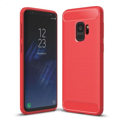 Mobigear Brushed Slim - Coque Samsung Galaxy S9 Coque arrière en TPU Souple - Rouge