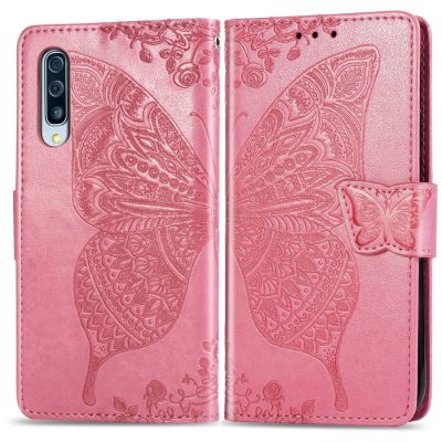 Mobigear Butterfly - Coque Samsung Galaxy A70 Etui Portefeuille - Rose