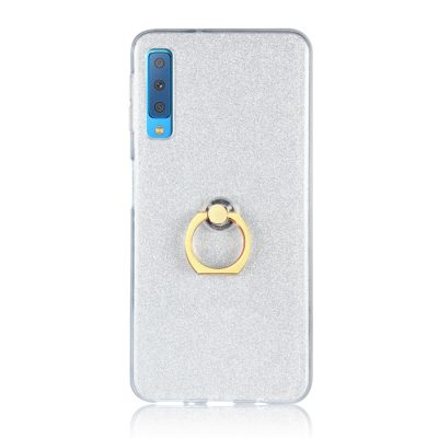 Mobigear Glitter Ring - Coque Samsung Galaxy A7 (2018) Coque Arrière Rigide + Anneau-Support - Argent