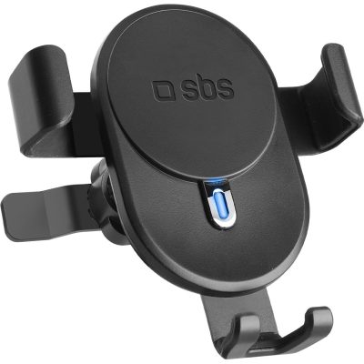 SBS Wireless Charge Gravity Pro - Support Voiture Grille d'aération avec Pince - Noir