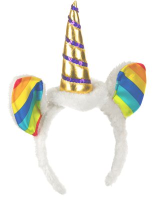 Serre-tête licorne avec oreilles multicolores adulte