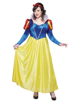 Costume Blanche Neige grande taille pour femme jaune et bleu