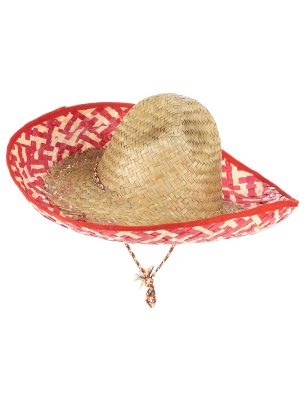 Sombrero Mexicain rouge et paille Adulte