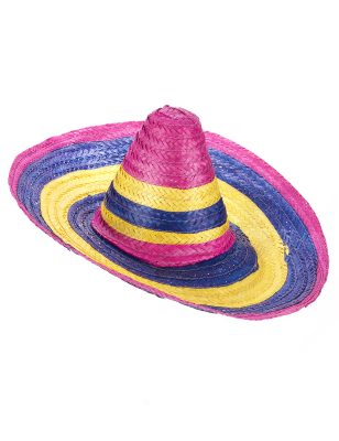 Sombrero multicolore en paille adulte