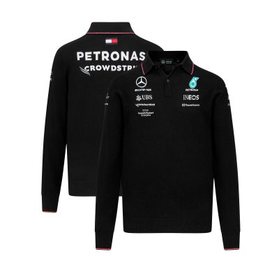 Polo à manches longues en tricot de l'équipe Mercedes AMG Petronas F1 2023