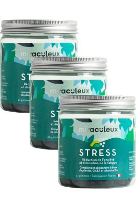 Compléments alimentaires gummies Stress - Cure renouvelable de 9 semaines (3 pots)                                - Les Miraculeux
