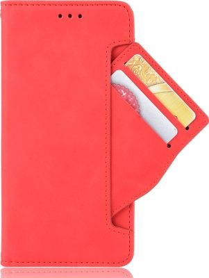 Mobigear Slide Wallet - Coque LG K51s Etui Portefeuille - Rouge