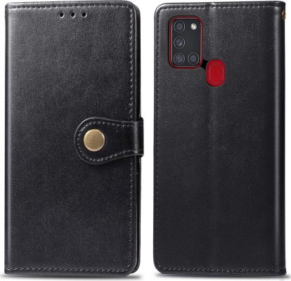 Mobigear Snap Button - Coque Samsung Galaxy A21s Etui Portefeuille - Noir