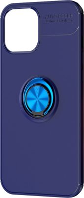 Mobigear Armor Ring - Coque Apple iPhone 12 Coque arrière en TPU Souple + Anneau-Support - Bleu